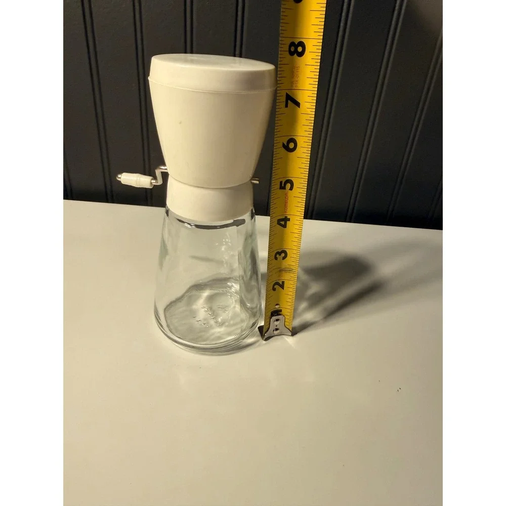 Vintage Manual Nut Chopper Hand Crank Glass Jar Cream Plastic Top Kitchen Tool